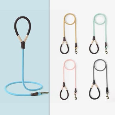 Mile High Life Dog Leash Heavy Duty Strong w Leather Handle Rope Leash for Small Medium Large Dogs, Diameter 1/2" (Blue, 60 Inches) - Image 3