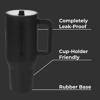 HydroJug Traveler - 40 oz Water Bottle with Handle & Flip Straw - Fits in Cup Holder, Leak Resistant Tumbler-Reusable Insulated Stainless Steel & Rubber Base - Gifts for Women & Men, Black - Image 2