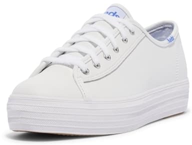 Keds Women's Triple Kick Leather Sneaker, White, 8 - Image 1
