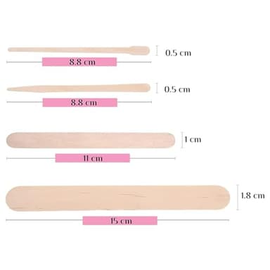 Mibly 4 Style 350 Pcs Assorted Wooden Wax Sticks for Body Legs Face and Small Medium Large Sizes Eyebrow Waxing Applicator Spatulas for Hair Removal or Wood Craft Sticks - Image 2