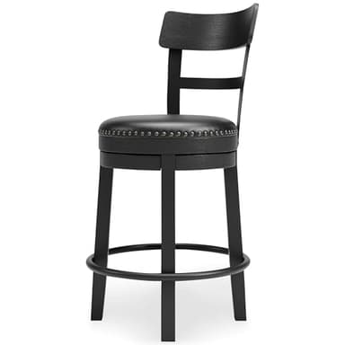 Signature Design by Ashley Valebeck Faux Leather Pub Height Swivel Barstool, 24.38" Seat Height, Black - Image 4