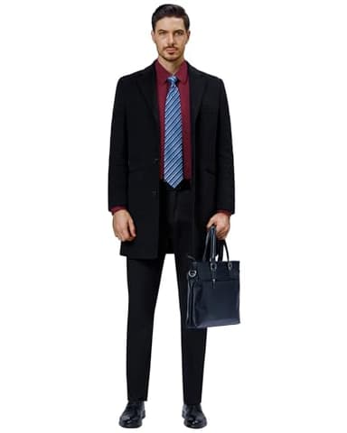 Alimens & Gentle Burgundy Dress Shirt for Men Long Sleeve Wrinkle Free Stretch Christmas Casual Button Down Shirt with Pocket - Image 6