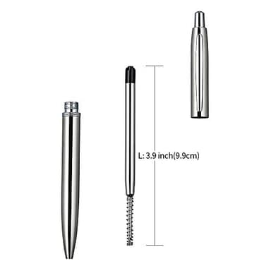 ChaoQ 3 Pcs Retractable Metal Ballpoint Pens, for Gift, Business, Office, 1.0mm Medium Point Black Ink, 6 Extras Replaceable Metal Refills - Stainess Steel - Image 4