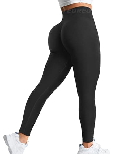 YEOREO Amplify Leggings for Women Seamless Scrunch Leggings Butt Lifting Gym High Waisted Athletic Leggings Black Marl - Image 1