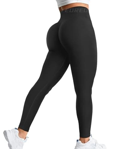YEOREO Amplify Leggings for Women Seamless Scrunch Leggings Butt Lifting Gym High Waisted Athletic Leggings Black Marl - Image 1