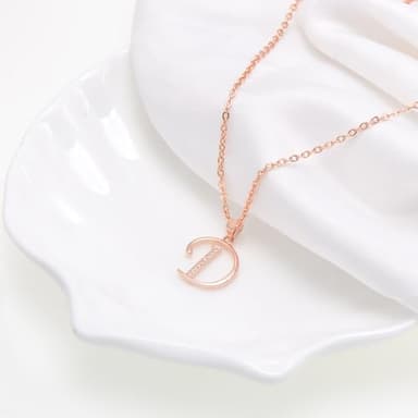 Paialco Rose Gold Plated Sterling Silver Letter D Initial Pendant Necklace for Women - Image 2