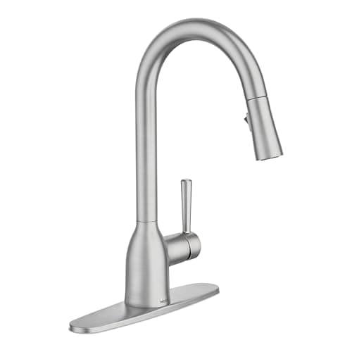 Moen 87233SRS Adler One-Handle High Arc Pulldown Kitchen Faucet with Power Clean, 24.7" L x 12.3" W x 14.6" H, Spot Resist Stainless - Image 1