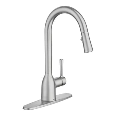 Moen 87233SRS Adler One-Handle High Arc Pulldown Kitchen Faucet with Power Clean, 24.7" L x 12.3" W x 14.6" H, Spot Resist Stainless - Image 1