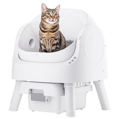 PetPivot Self-Cleaning Cat Litter Box for Multiple Cats - Automatic, Open Top, White with Liners and Mat Included - Image 1