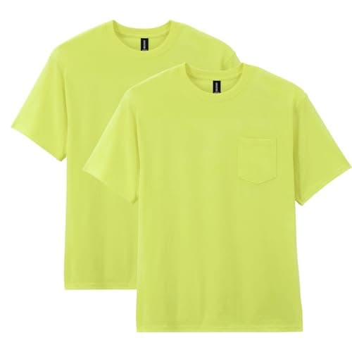Gildan mens Dryblend Workwear T-shirts With Pocket, 2-pack T Shirt, Safety Green, Large US - Image 1