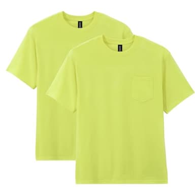 Gildan mens Dryblend Workwear T-shirts With Pocket, 2-pack T Shirt, Safety Green, Large US - Image 1