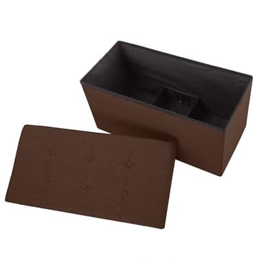 Lavish Home Ottoman Set of 2 - Ottoman Foot Rest, Linen Chest, or Storage Bench Set - 30in Ottomans for Living Room, Bedroom, Dorm Storage (Brown) - Image 8