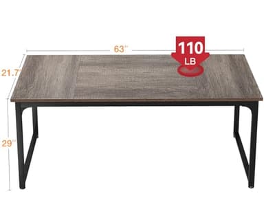 Casaottima 63 Inch Computer Desk for Home Office, Study Writing Table for Small Spaces, Simple Modern Desk with Headphone Hooks, Grey Oak - Image 3