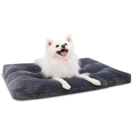 Dog Crate Bed Washable Dog Beds for Small Dogs Deluxe Thick Flannel Fluffy Comfy Kennel Pad Anti-Slip & Anti-Scratch Pet Sleeping Mat, 23 x 18 Inch, Gray - Image 1