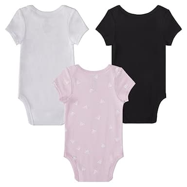 adidas Girls 3-Pack Short Sleeve Bodyshirt Set, Black/Pink/White, 6 Months - Image 2