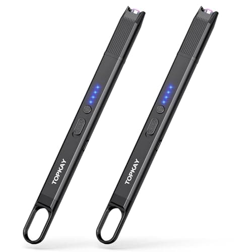 TOPKAY 2 Pack Electric Candle Lighter Windproof Flameless USB Rechargeable Plasma Arc Long Lighter for BBQ Grill Firework Kitchen Camping. - Image 1