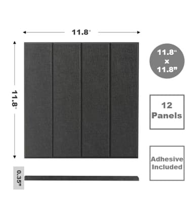 Large Cork Board Alternative - 12-Pack Felt Wall Tiles with Safe Removable Adhesive Tabs, Cork Wall Tiles Bulletin Board Home Office Essentials - Black - Image 2