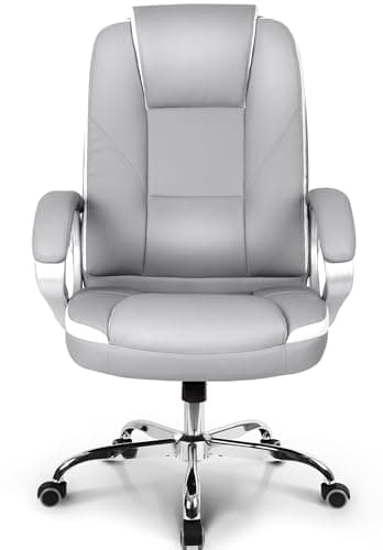 NEO CHAIR Office Desk Ergonomic Gaming Chair High Back Adjustable Computer Chair with Wheels and Lumbar Support Comfy Leather Executive Swivel (Grey) - Image 8