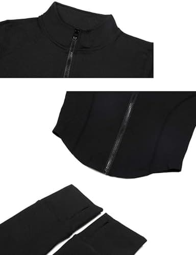 Lviefent Womens Lightweight Full Zip Running Track Jacket Workout Slim Fit Yoga Sportwear with Thumb Holes (Black, Small) - Image 5
