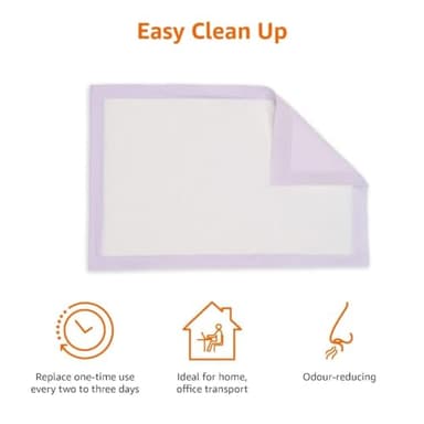 Amazon Basics Cat Litters Pee Pads, 40 Count, Universal Fit for Litter Box, Odor Control with Fresh Scent, Purple and White - Image 3