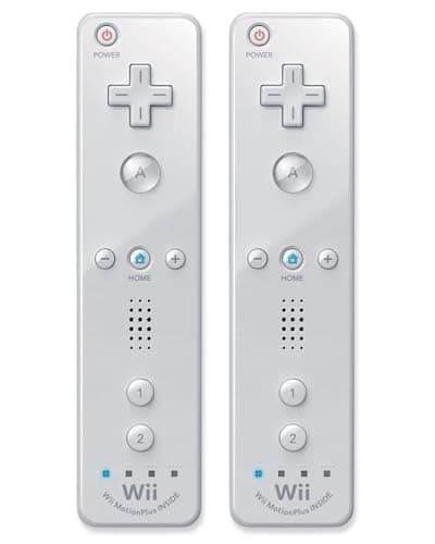 Wii Remote with Motion Plus - Wireless Bluetooth Game Controller - Official Wii and Wii U Compatible - 2 Pack (Renewed) (White) - Image 1