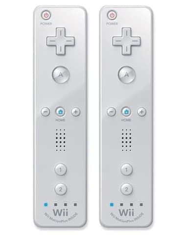 Wii Remote with Motion Plus - Wireless Bluetooth Game Controller - Official Wii and Wii U Compatible - 2 Pack (Renewed) (White) - Image 1