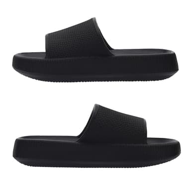 Joomra House Slippers for Men Size 12 Recovery Foam Cushion Non-Slip Female Pillow Pool Beach Shower Slides Garden Sandals for Male Sandles Black 46-47 - Image 2