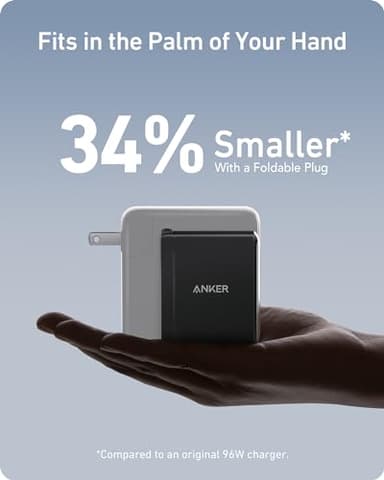Anker 100W USB C Charger Block (GaN II), 3 Port Fast Compact Wall Charger for MacBook, Dell XPS, iPad Pro, Galaxy S24, iPhone 16/15 and More Series - Image 3