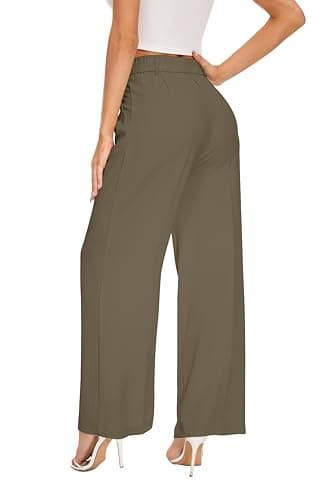 FUNYYZO Women's Wide Leg Pants High Elastic Waisted in The Back Business Work Trousers Long Straight Suit Pants - Image 6