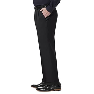 Haggar Mens Premium Comfort Classic Fit Pleat Front Reg. And Big & Tall Sizes Dress Pants, Black, 36W X 31L US - Image 2