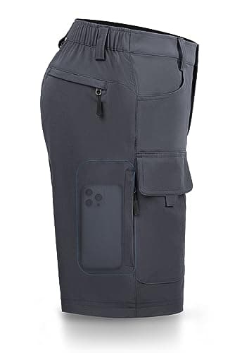 Hiauspor Men's Hiking Cargo Shorts 9"/10" Quick Dry Lightweight Waterproof for Golf Tactical Fishing Casual with 6 Pockets (Dark Grey, 34) - Image 1
