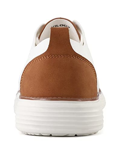 VILOCY Men's Dress Sneakers Oxfords Casual Business Shoes Lace Up Lightweight Walking Knit Mesh Fashion Sneakers White,EU42 - Image 5