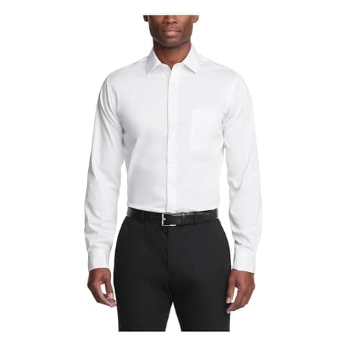Van Heusen Men's Dress Shirt Regular Fit Ultra Wrinkle Free Flex Collar Stretch, White, 16"-16.5" Neck 34"-35" Sleeve - Image 1