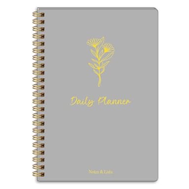 Undated Daily planner, Simplified To Do List Notebook with Hourly Schedule, Easily Organize Your Daily Tasks and Agendas, 5.5" x 8.2" - Silver - Image 1