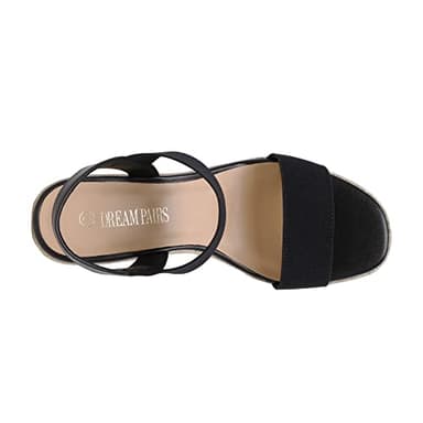 DREAM PAIRS Womens Open Toe Espadrilles Dressy Platform Sandals Slip on Elastic Ankle Strap Wedges Sandals SDPW222W Black Size 8.5 - Image 2