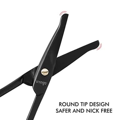 LIVINGO 3.75" Premium Nose Hair Scissors, Curved Safety Blades with Rounded Tip for Trimming Small Details Facial Hair, Ear Hair, Eyebrow (Black) - Image 3
