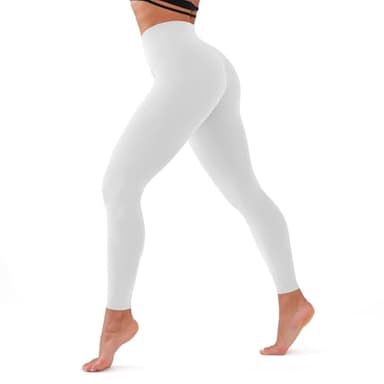 CHARMKING High Waisted Leggings for Women Soft Tummy Control Pants Non See Through Workout Yoga Pants for Running Reg & Plus Size(White, Small-Medium) - Image 1