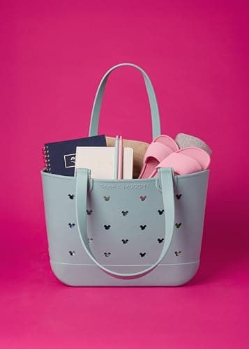 Simple Modern Disney Large Beach Bag | Waterproof Getaway Rubber Tote with Zipper Pocket for Travel, Pool, Boat, Groceries, Sports | Mickey Mouse on Sea Glass Sage - Image 3