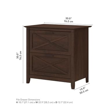 Bush Furniture Key West 2 Drawer Lateral File Cabinet in Bing Cherry - Image 3