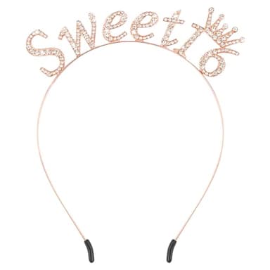 Atoden Sweet 16 Princess Tiara Crown - Rose Gold Birthday Decorations, Party Favors and Gifts for Teen Girls - Image 1