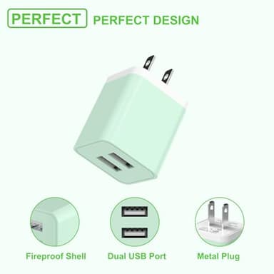 iGENJUN 5Pack iPhone Charger [MFi Certified], Dual Port USB Wall Charger Block Adapter with 6FT Lightning Cable Fast Charging Data Sync Cords for iPhone 14 13 12 11 Pro Max XR XS Plus-Multicolor - Image 5