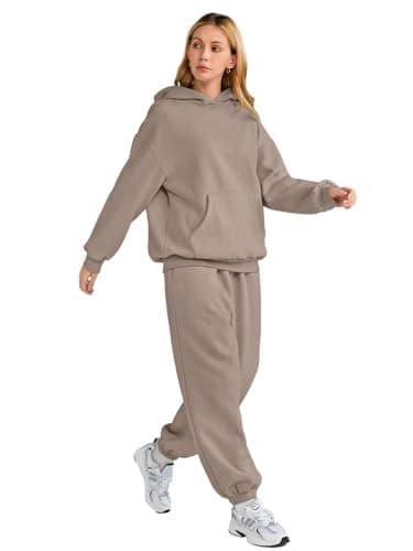 AUTOMET Sweatsuits Women 2 Piece Outfit Lounge Plus Size Fall Fashion Deals 2025 Tracksuits Oversized Sweatshirt and Sweatpants Casual Teen Girls Clothing CoffeeGrey L - Image 4