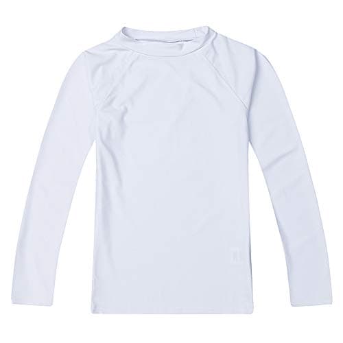 ESTAMICO Baby/Toddler Boys Rash Guard Shirts Long Sleeve Quick Dry Swim Shirt UPF 50+ Rashguard, White 12-18 Months - Image 1