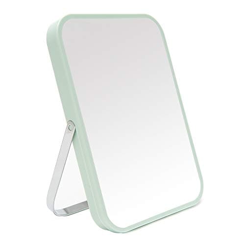 YEAKE Table Desk Vanity Makeup Mirror,8-Inch Portable Folding Mirror with Metal Stand 90°Adjustable Rotation Tavel Make Up Mirror Hanging Bathroom for Shower Shaving(Green) - Image 1