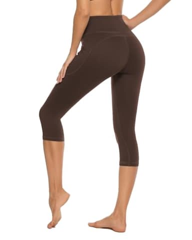Stelle Capri Leggings for Women, Yoga Capris with Pockets High Waisted Legging for Gym Workout(Coffee,L) - Image 6