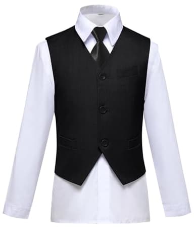 Toddler Suit for Boys 8 Formal Wear Black Dress Vest and Pants Set for Wedding - Image 3