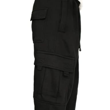 Lasjixion Men's Cargo Sweatpants Open Bottom Fleece Hiking Jogger Cargo Sweatpants for Men with Pockets Black - Image 4