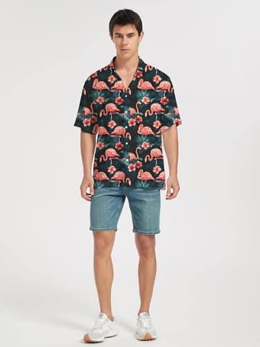 Men's Hawaiian Shirts Short Sleeve Floral Casual Button Down Shirts for Men - Image 3