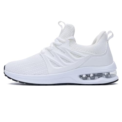 HuJAT Womens Walking Shoes Athletic Tennis Running Shoes Lightweight Casual Sneakers for Gym Jogging Workout White Size 8.5 - Image 1