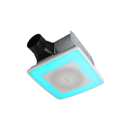Broan-NuTone ChromaComfort Bathroom Exhaust Fan with Bluetooth Speaker, Powerful 110CFM/1.5 Sones, 24-color LED Light, SPK110RGBL, Wall Switch - Image 1